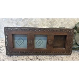 Vintage Bombay Company Mini Square Frames Triple 3x3 Rustic Wood Brass? Family